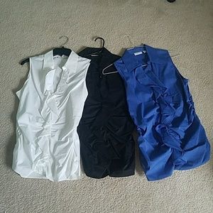 3 NY&Co Sleeveless Rouched Dress Blouses